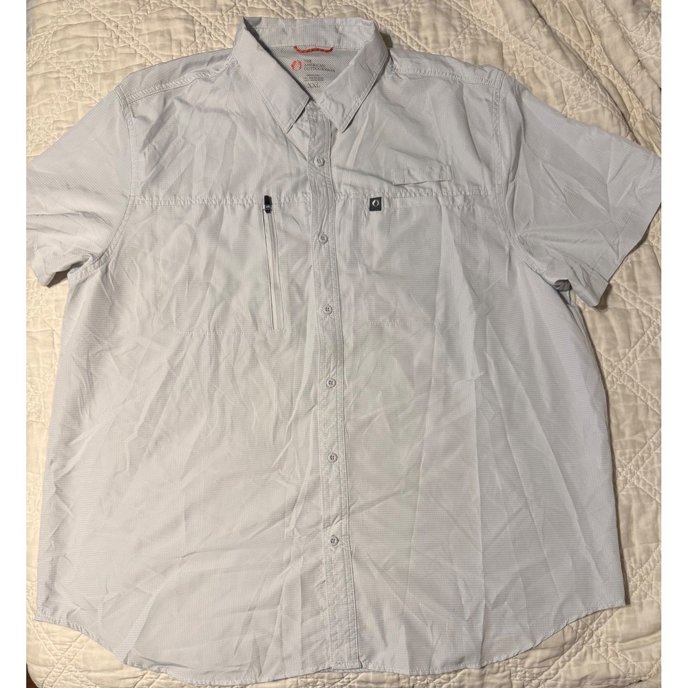 The American Outdoorsman Fishing Shirt Mens XXL Gray Short Sleeve Ripstop Vent